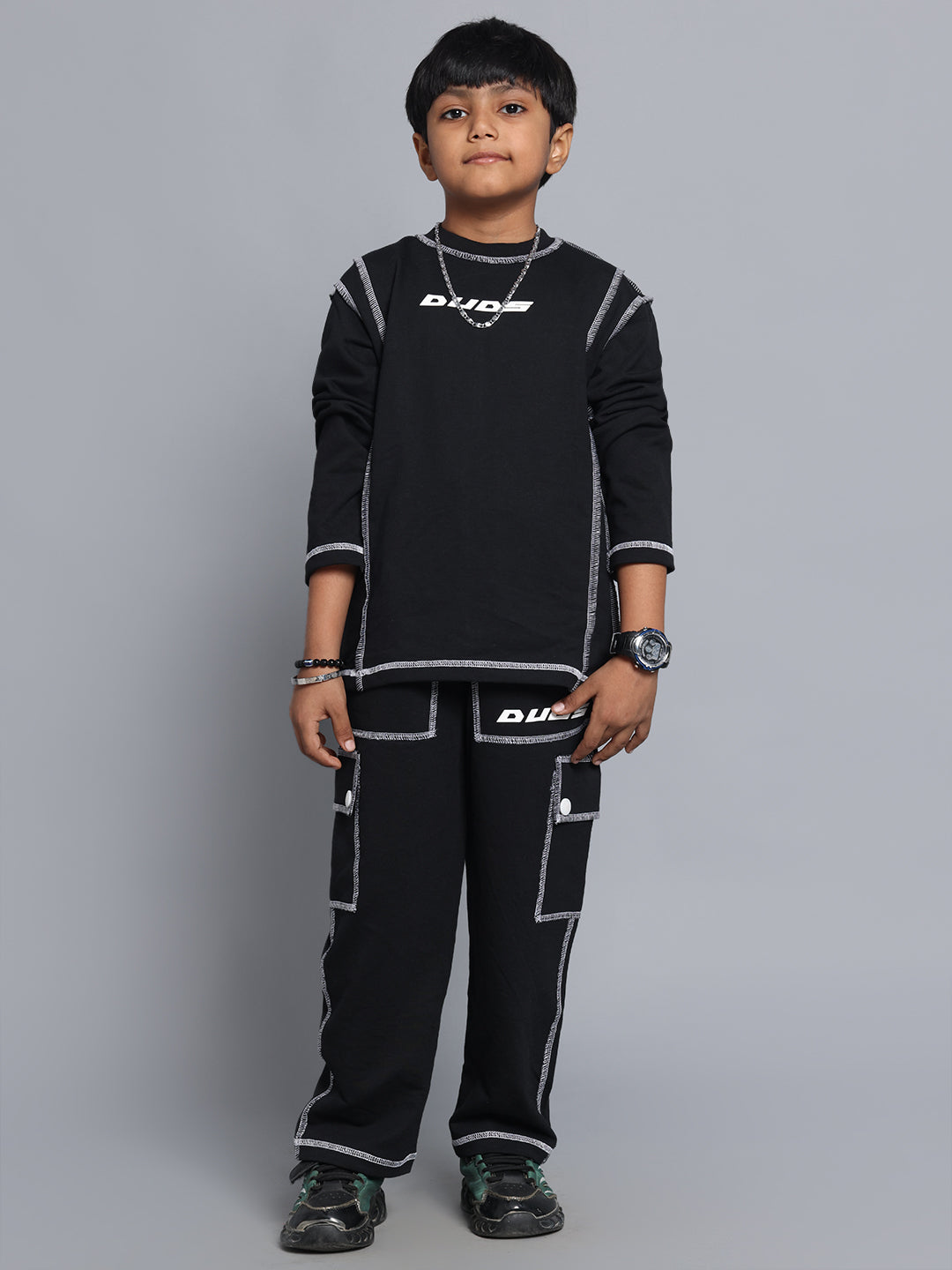 DYNAMIC OVERSIZED CO-ORD SET FOR BOYS & GIRLS (BLACK)