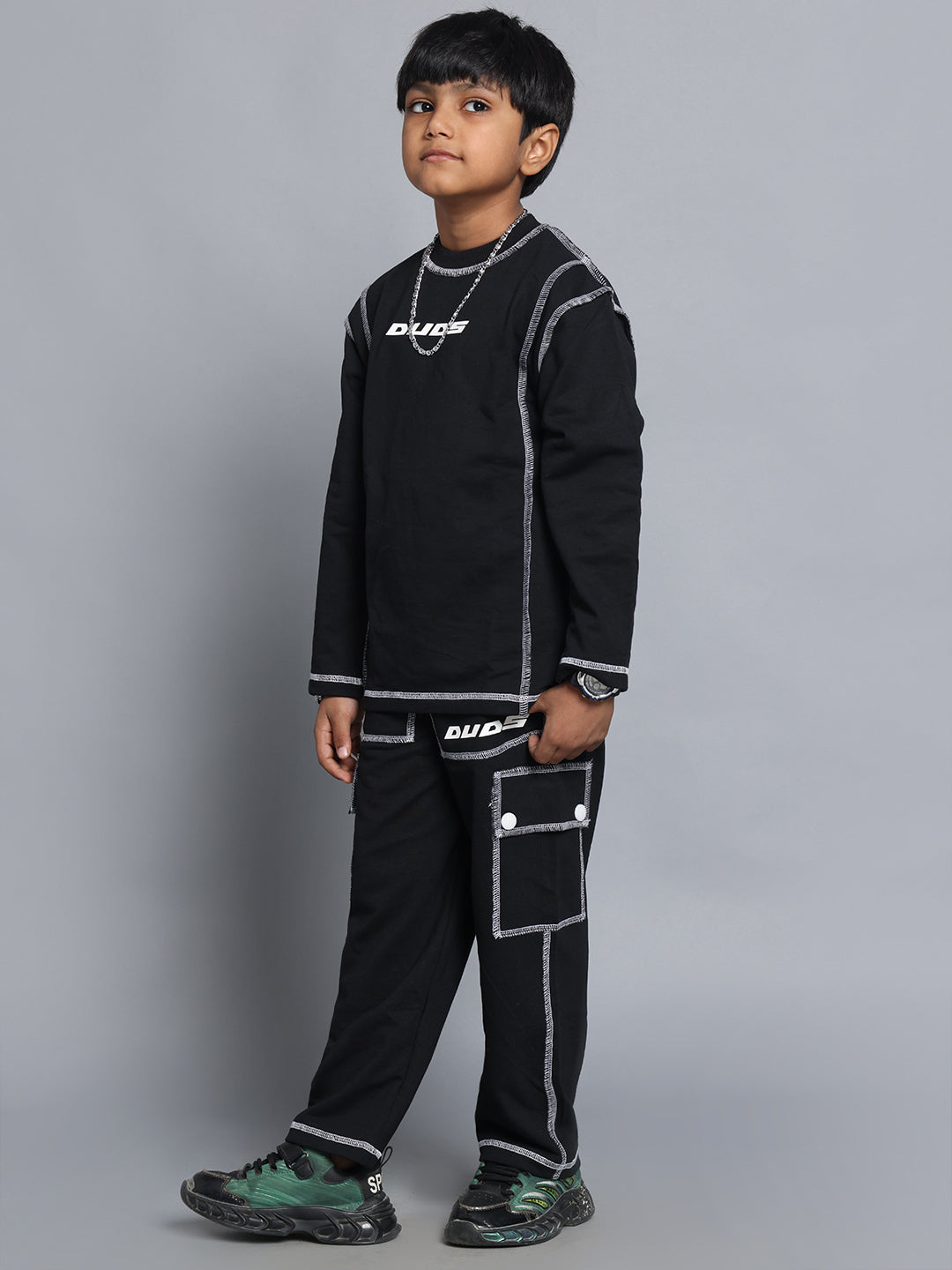 DYNAMIC OVERSIZED CO-ORD SET FOR BOYS & GIRLS (BLACK)