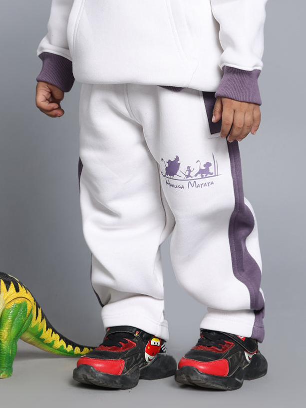 HAKUNA MATATA FLEECE PANT FOR BOYS & GIRLS (WHITE-VIOLET)