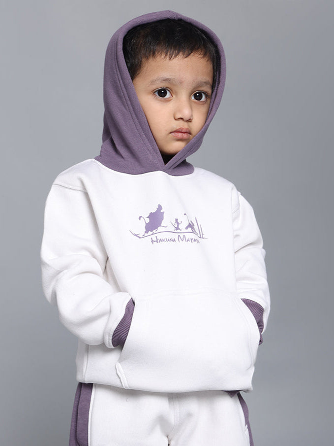 HAKUNA MATATA OVERSIZED HOODIE BOYS & GIRLS (WHITE-VIOLET)