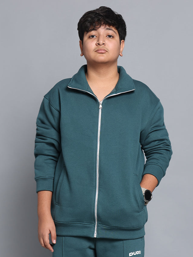 SHAGGY FLEECE JACKET FOR BOYS & GIRLS (TEAL GREEN)