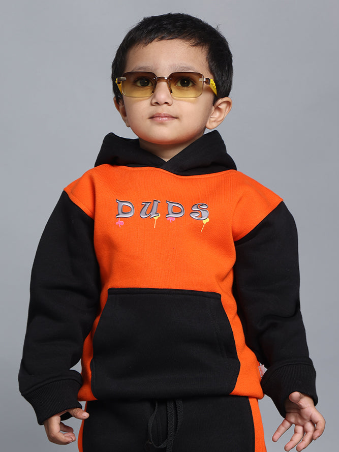 COOL TEDDY OVERSIZED HOODIE FOR BOYS & GIRLS (ORANGE-BLACK)