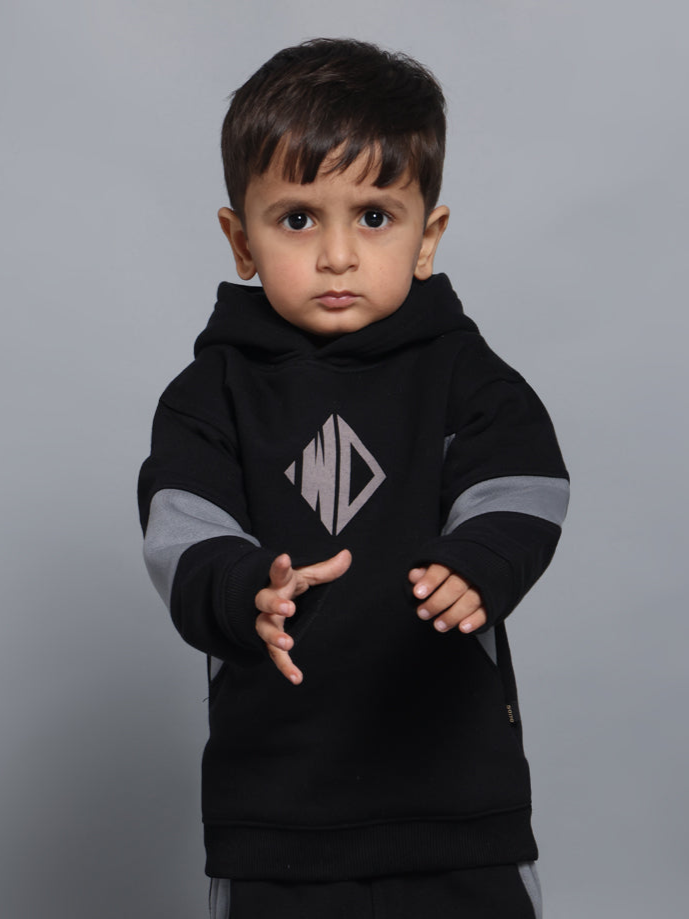 WD GORBCORE COLORBLOCK HOODIE FOR BOYS & GIRLS (BLACK-GREY)