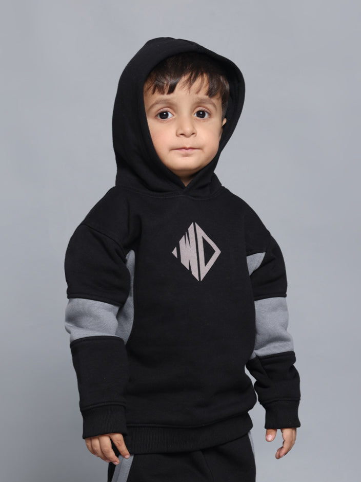 WD GORBCORE COLORBLOCK HOODIE FOR BOYS & GIRLS (BLACK-GREY)