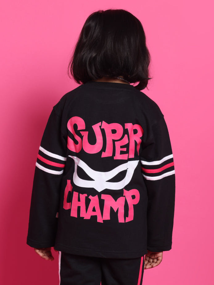 Super Champ Over-Sized Sweatshirt For Boys & Girls (Black)