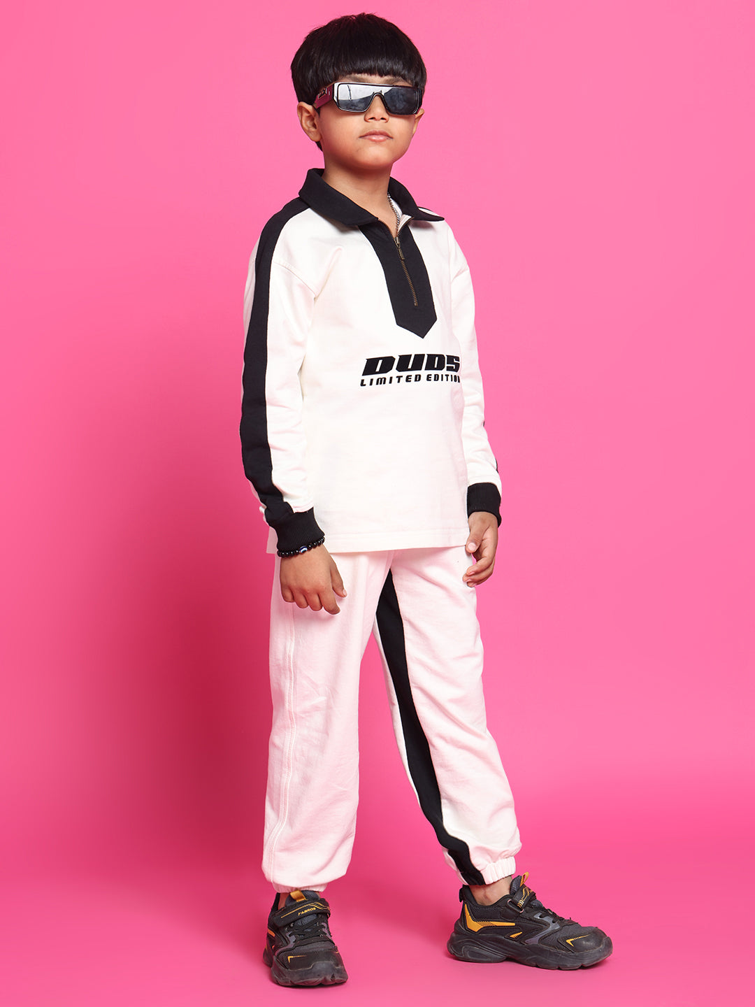 Splinter Oversized Co-Ord Set Boys & Girls (Off White-Black)