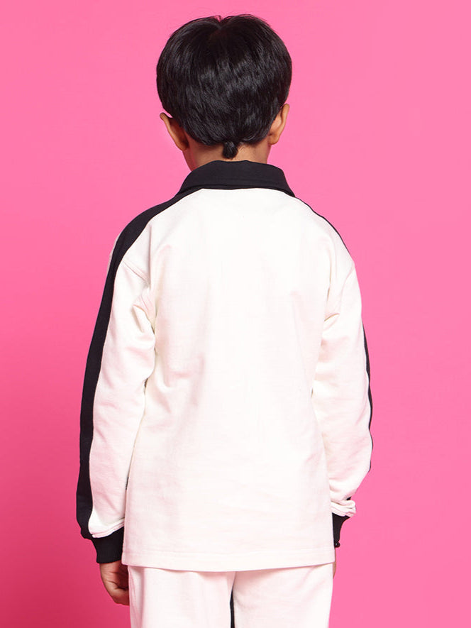 Splinter Over-Sized Sweatshirt For Boys & Girls (Off White-Black)