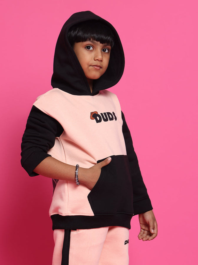 CLUB HOUSE OVERSIZED HOODIE BOYS & GIRLS (BLACK-BEIGE)