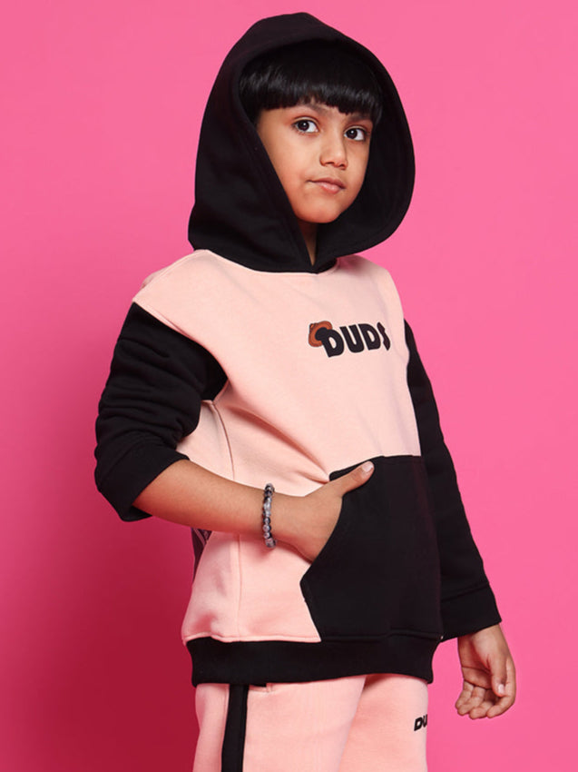 CLUB HOUSE OVERSIZED HOODIE BOYS & GIRLS (BLACK-BEIGE)