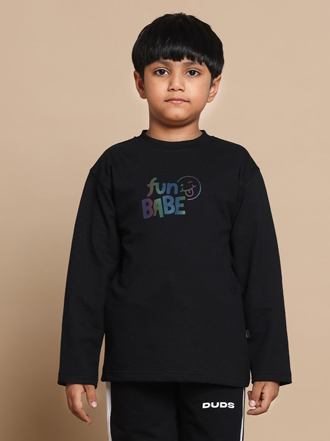 Fun Babe Over-Sized Sweatshirt For Boys & Girls (Black)