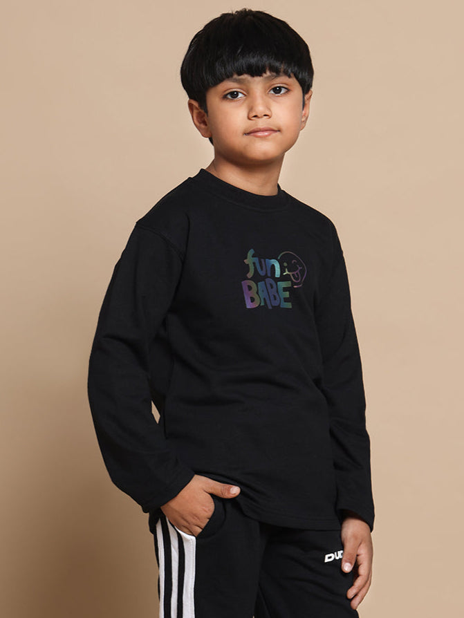 Fun Babe Over-Sized Sweatshirt For Boys & Girls (Black)