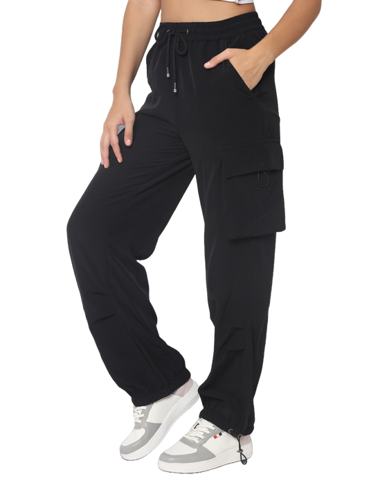 street wear parachute cargo pants black