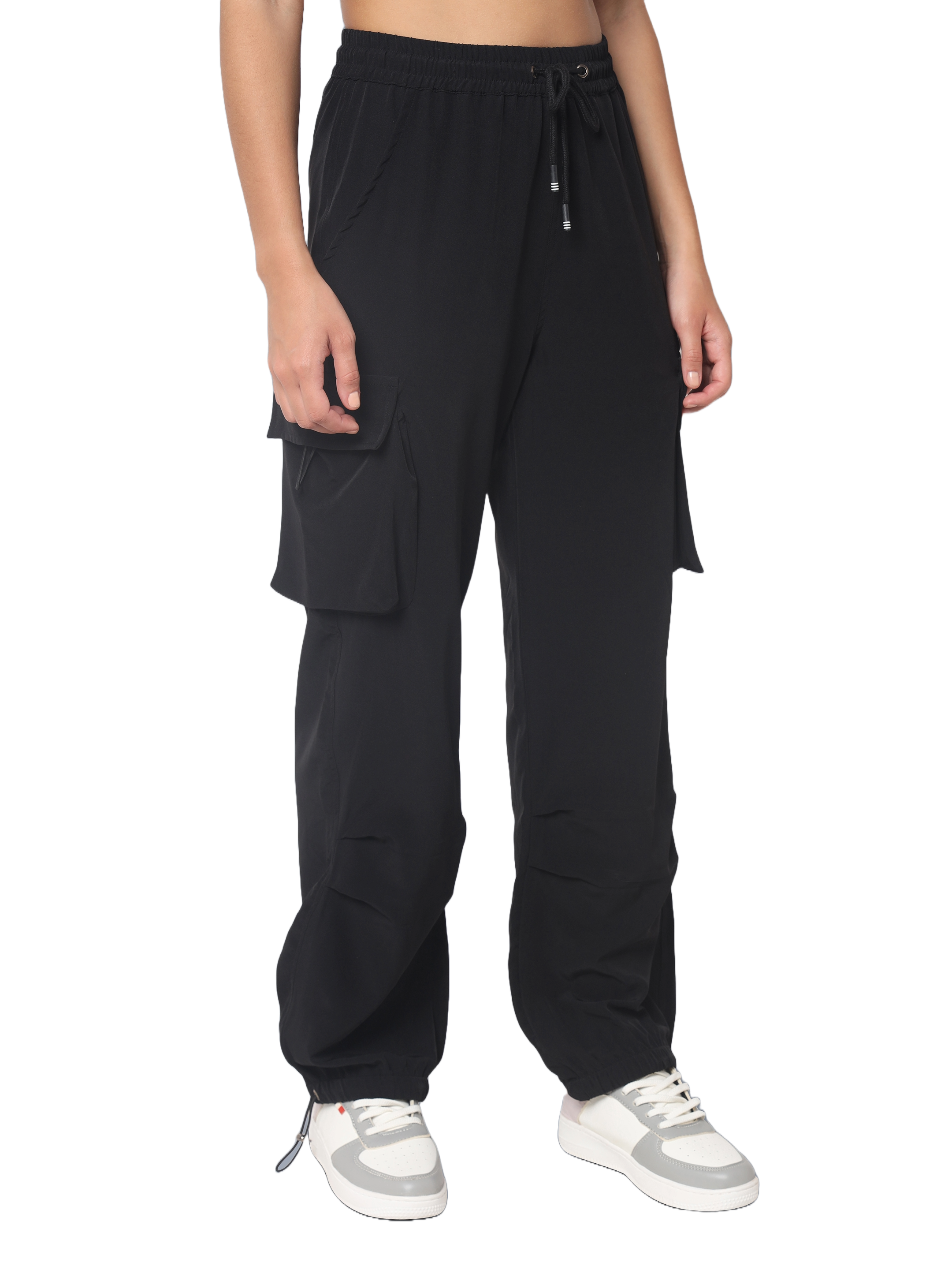 Street Wear Parachute Cargo Pants (Black) - Wearduds