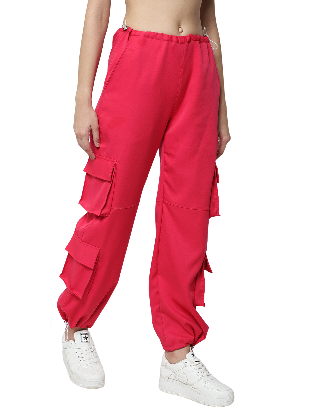 Street Wear Parachute Cargo Pants (Hot Pink) - Wearduds