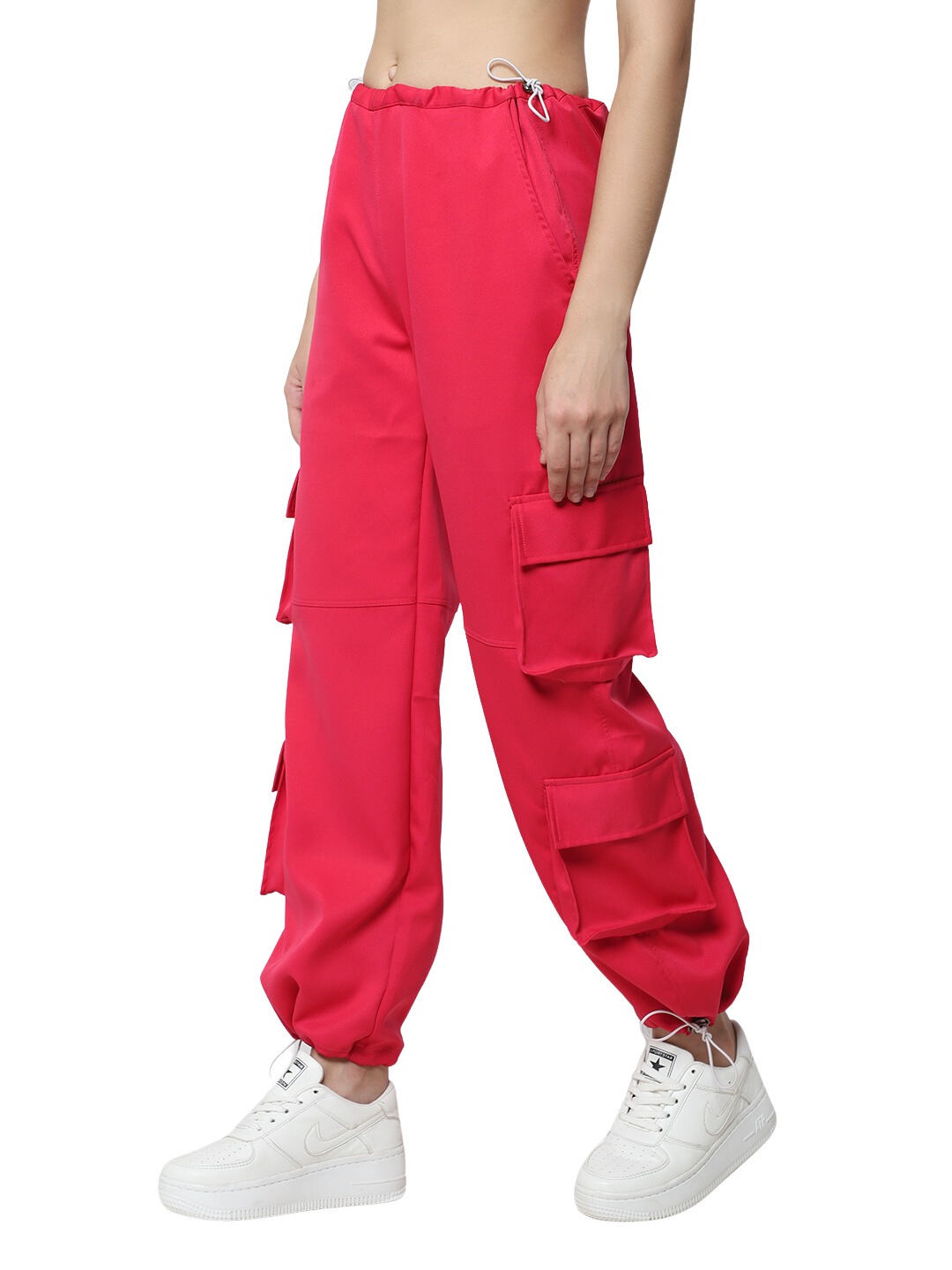 Street Wear Parachute Cargo Pants (Hot Pink) - Wearduds