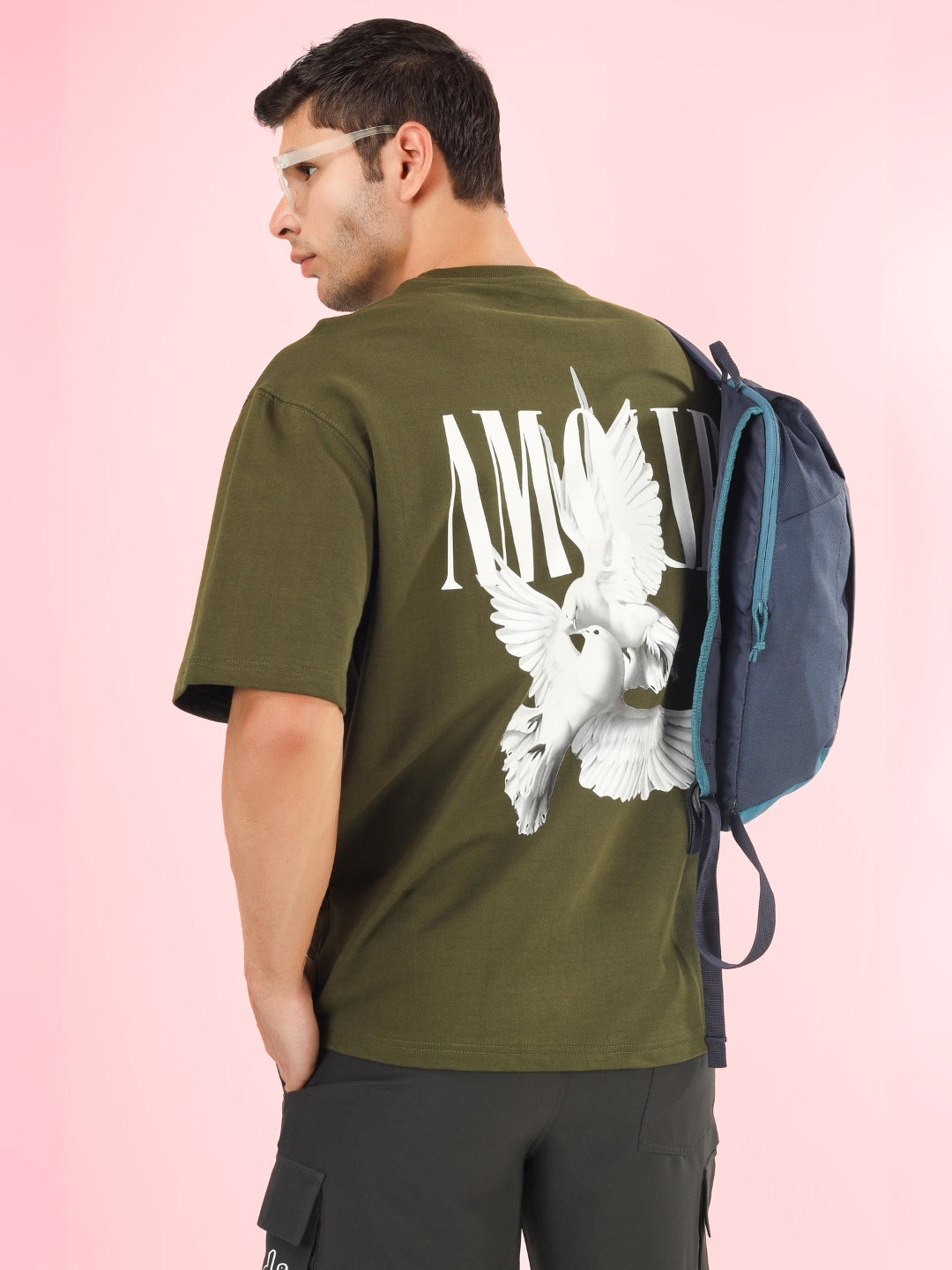 Amour Over-Sized T-Shirt (Olive Green )