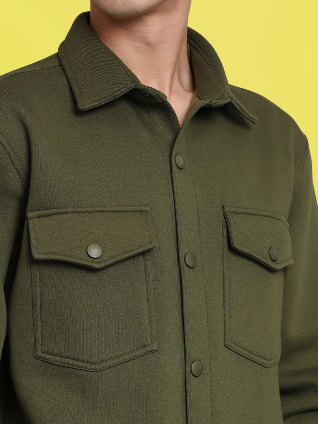 Olive Green Relaxed Fit Overshirt - Wearduds