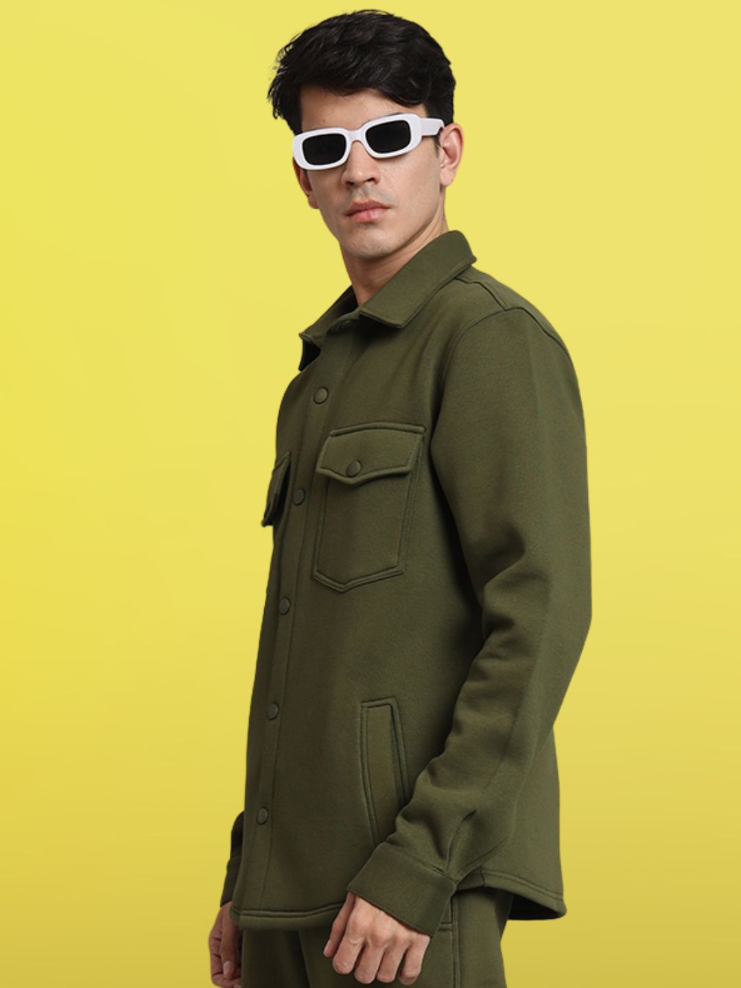 Olive Green Relaxed Fit Overshirt - Wearduds