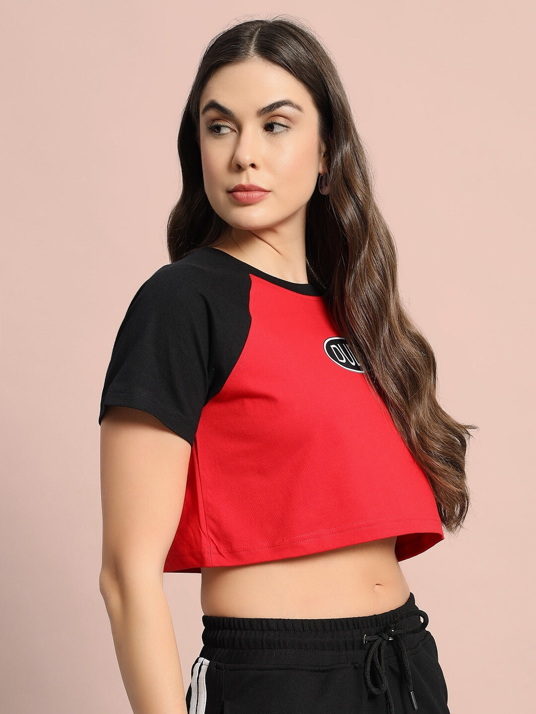 Challenger Raglan Crop-Top (Red Black)