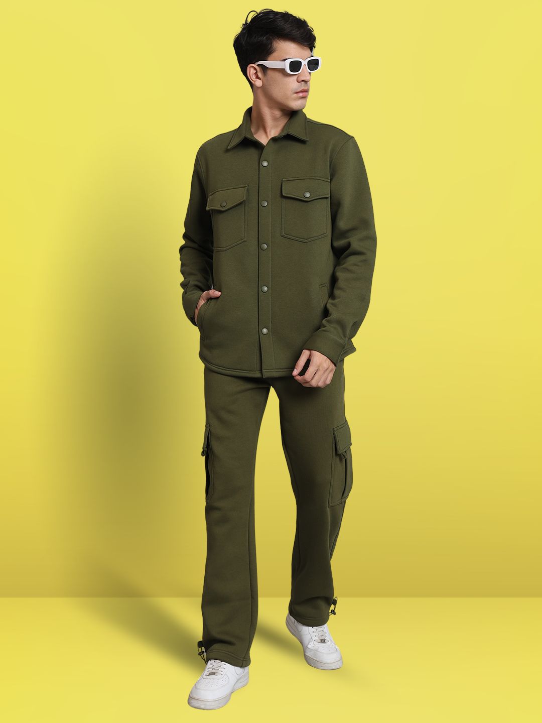 Olive Green Overshirt-Cargo Pant Co-ord Set - Wearduds