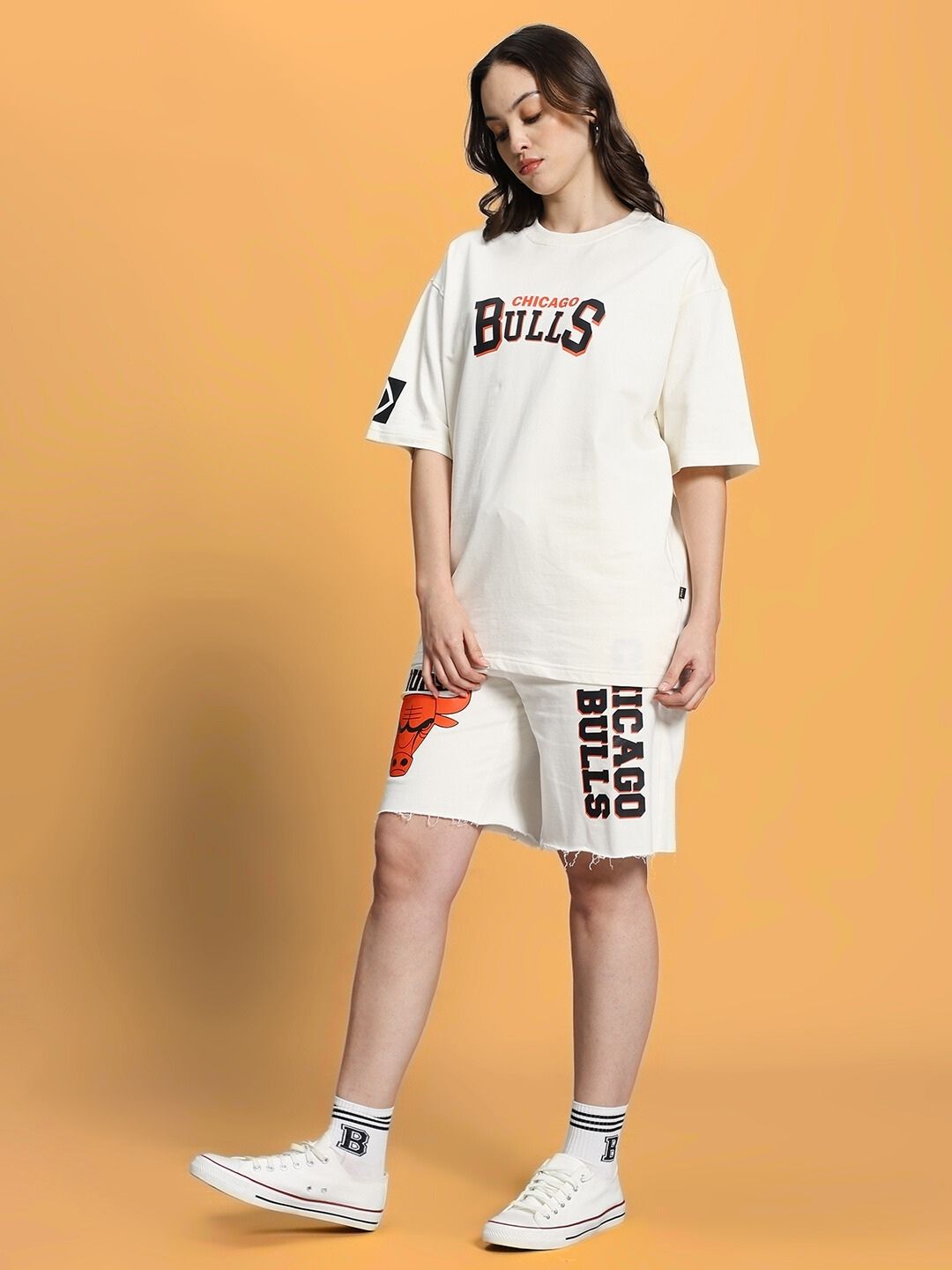 WOMEN'S BLAZE BULLS PRINT CO-ORD SET (OFF WHITE)