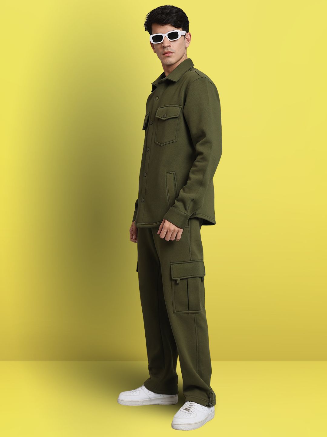 Olive Green Overshirt-Cargo Pant Co-ord Set - Wearduds