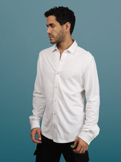 White Sporty Pique Shirt - Wearduds