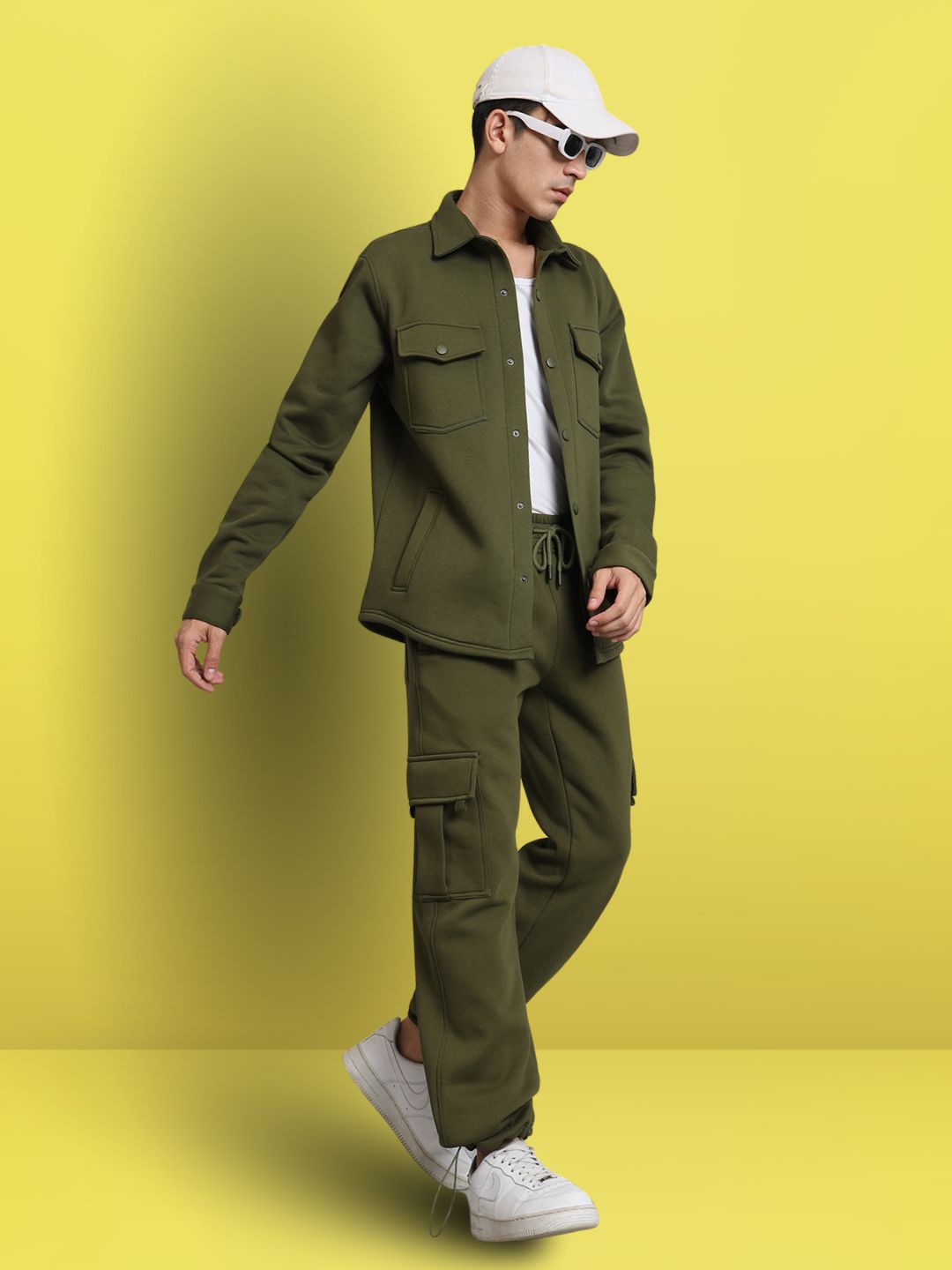 Olive Green Overshirt-Cargo Pant Co-ord Set - Wearduds