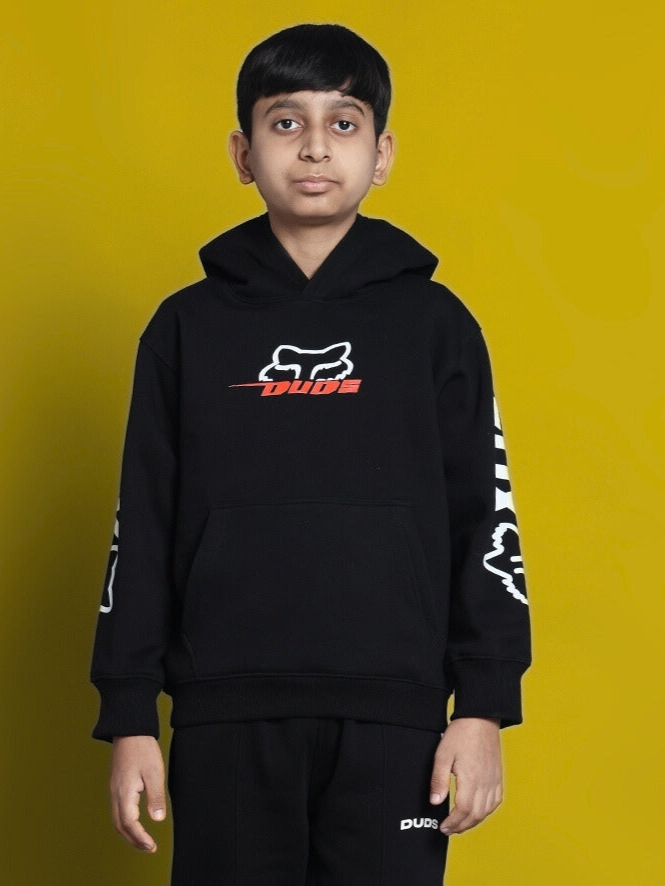 RACING FOX OVERSIZED HOODIE BOYS & GIRLS (BLACK)