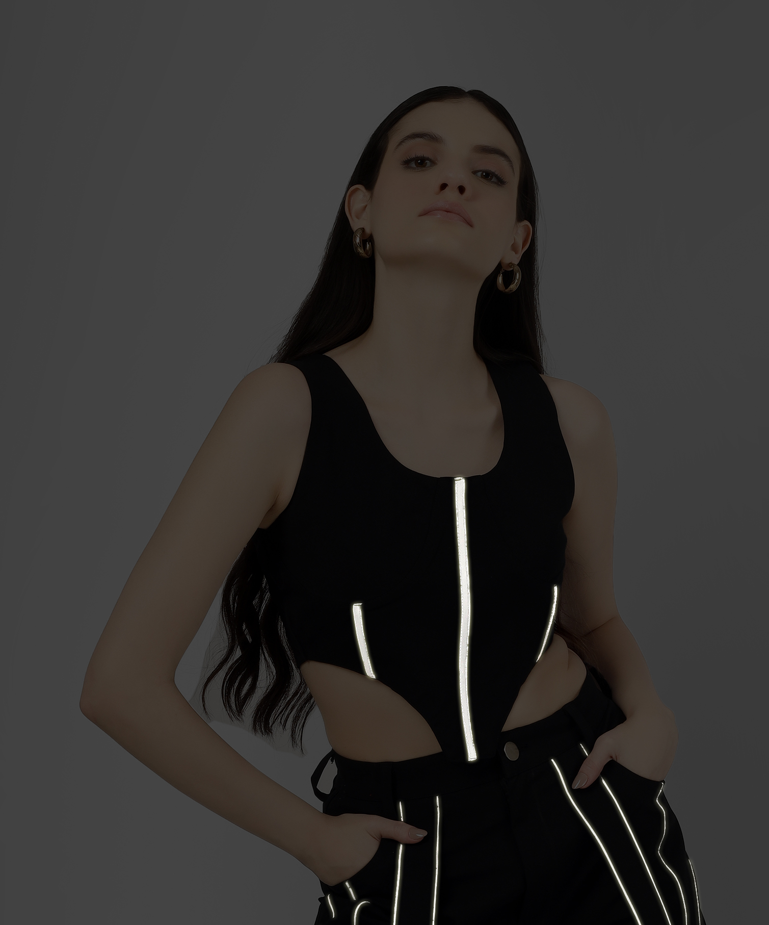 Reflective Corset Top (Black) - Wearduds