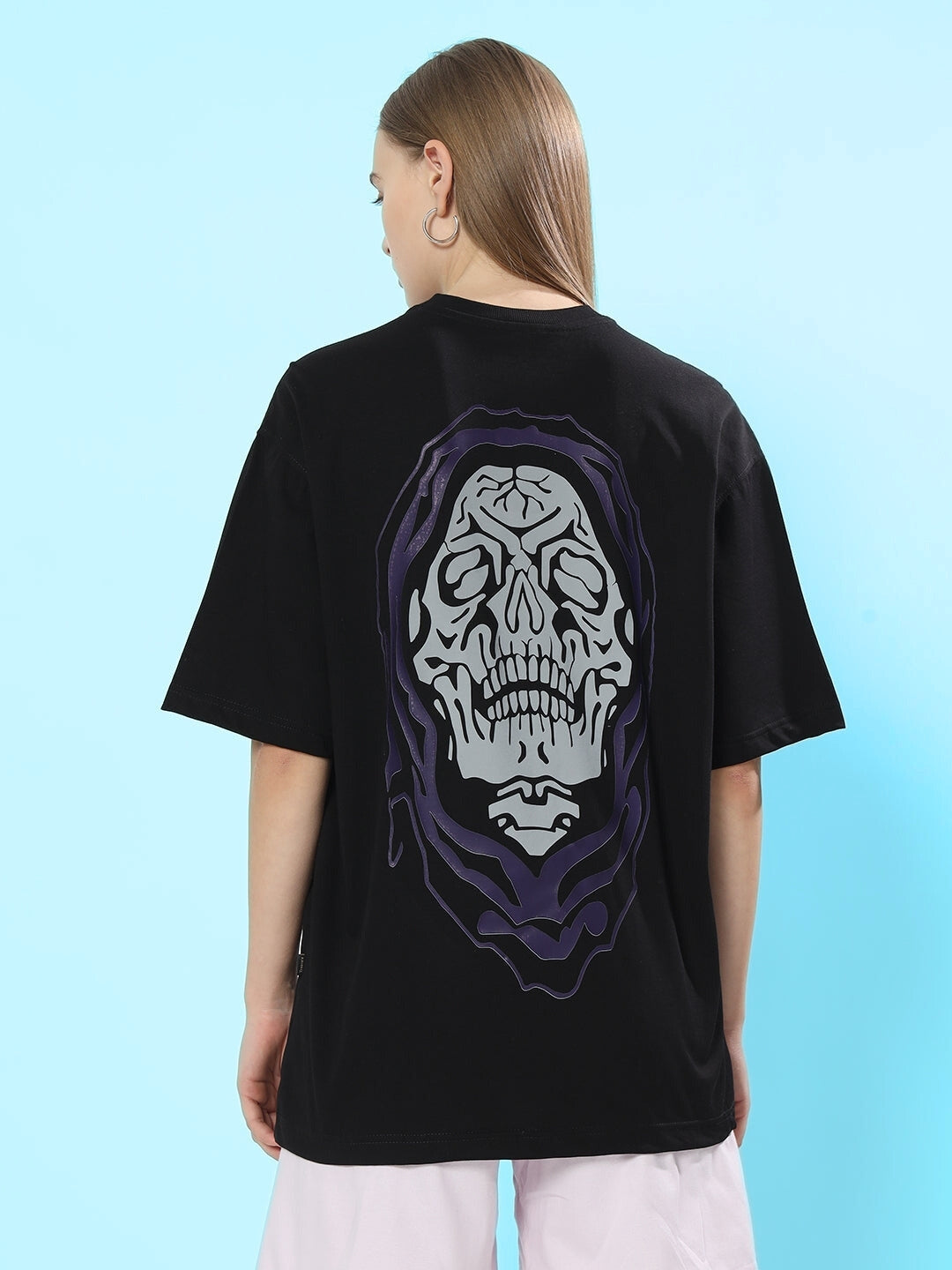 Poison Skull Reflector Over-Sized T-Shirt Women (Black)