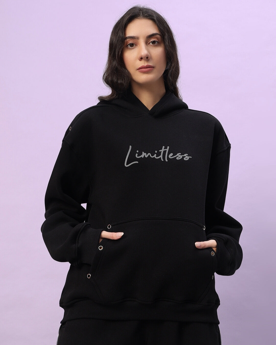 WOMEN'S LIMITLESS FEECE REFLECTOR HOODIE (BLACK)