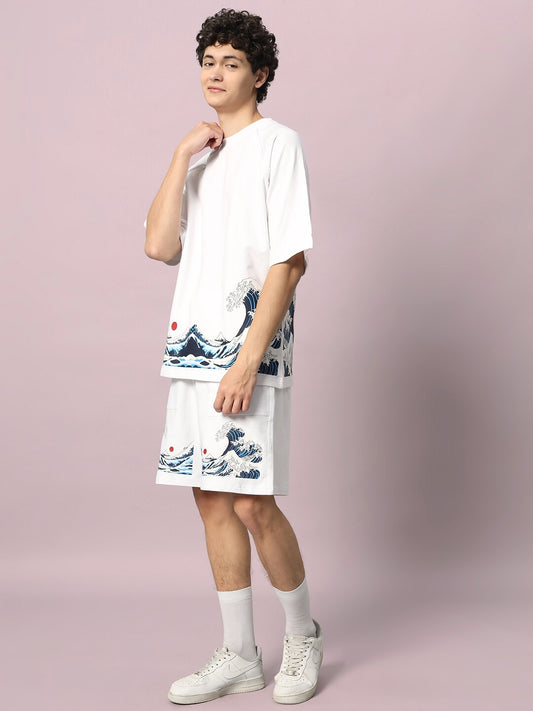 the great wave printed co ord set white