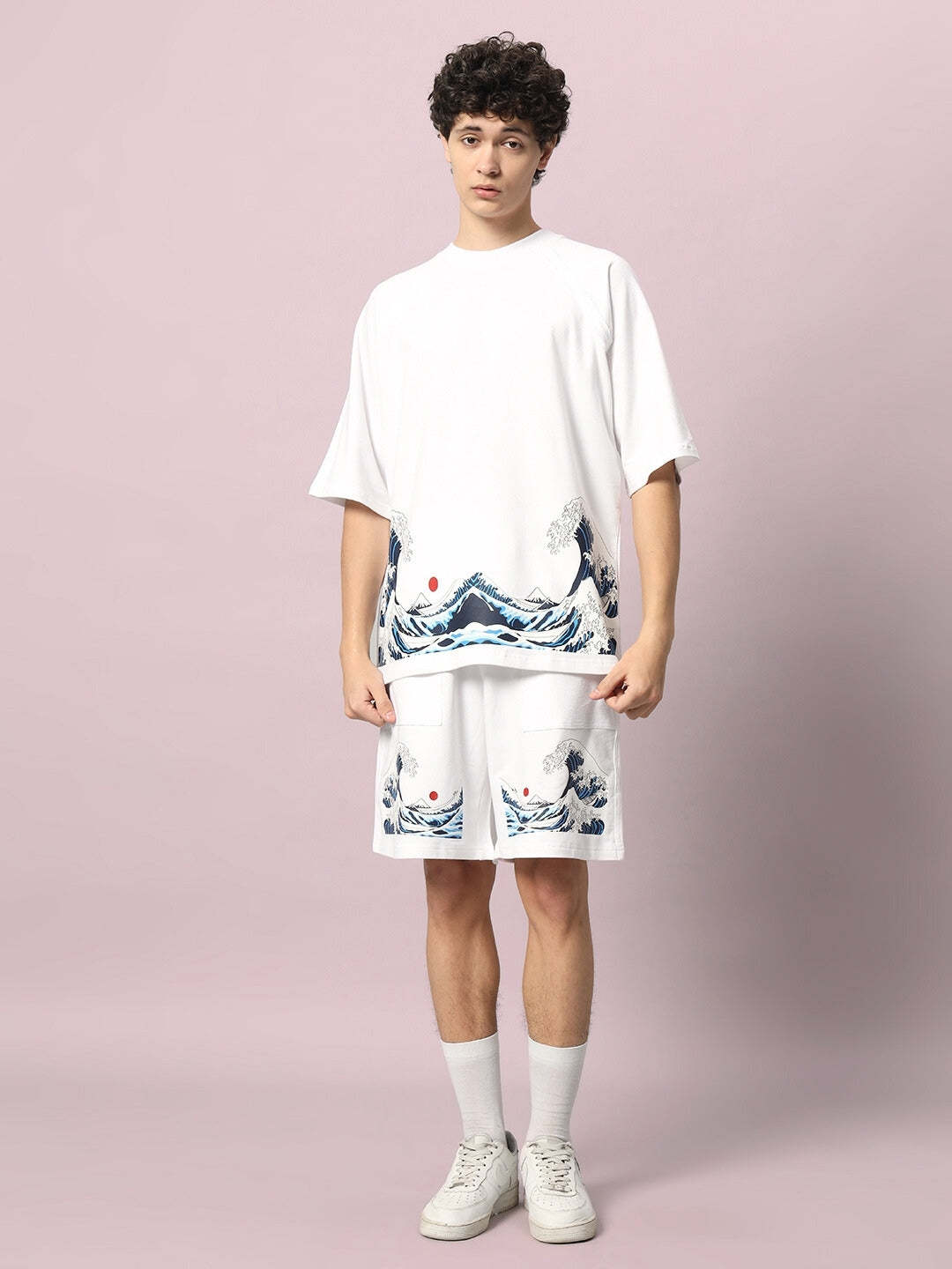 The Great Wave Printed Co-Ord Set (White)