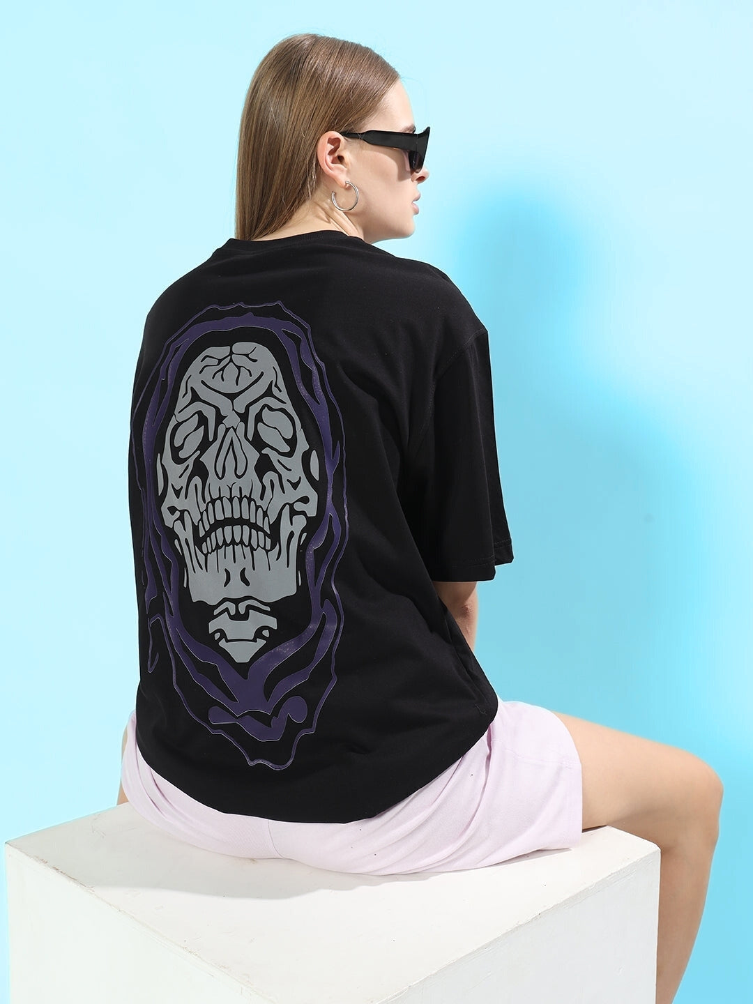 Poison Skull Reflector Over-Sized T-Shirt Women (Black)