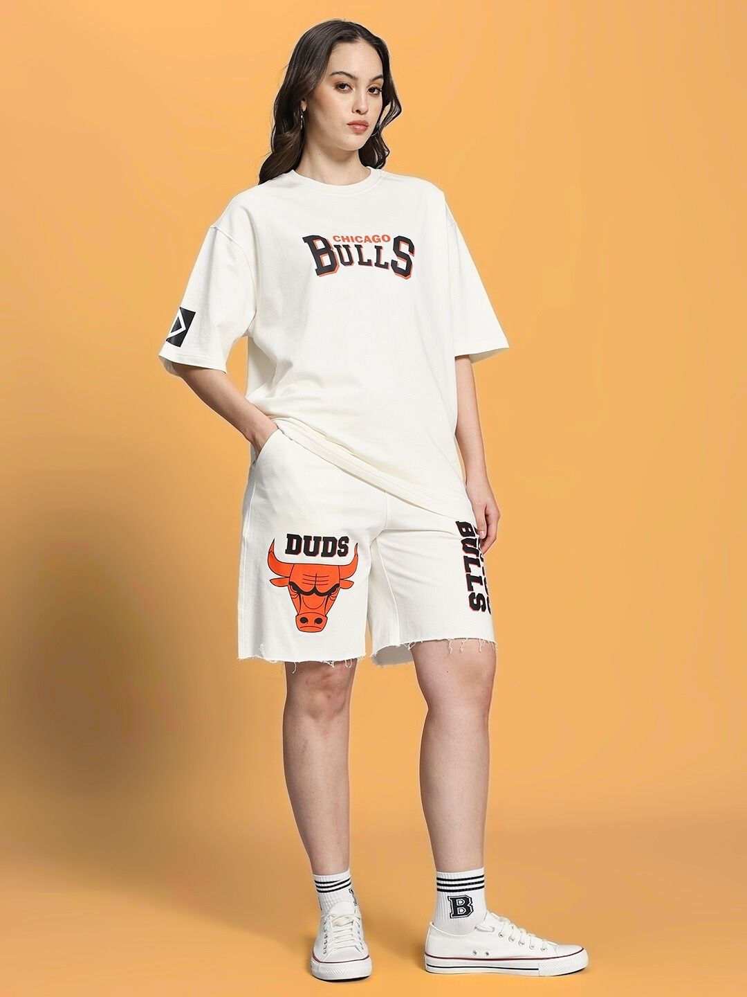 WOMEN'S BLAZE BULLS PRINT CO-ORD SET (OFF WHITE)