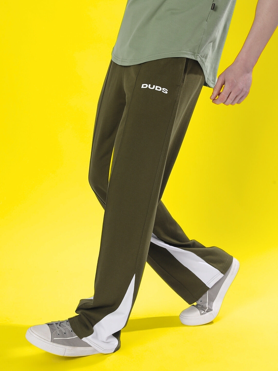 FLOPPY FLARED CONTRAST JOGGERS (OLIVE GREEN)