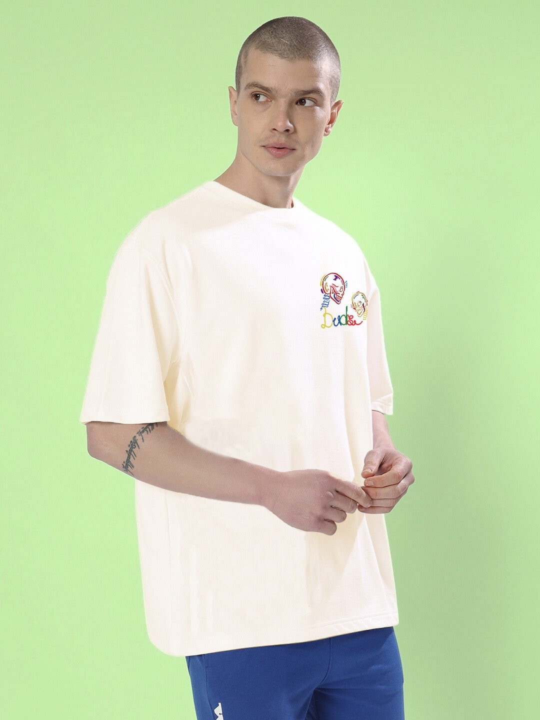 Skull & Roll Oversized T-Shirt (Off-White)