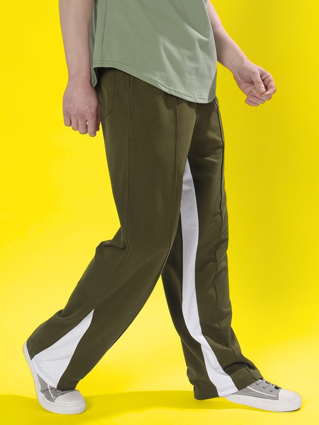 FLOPPY FLARED CONTRAST JOGGERS (OLIVE GREEN)