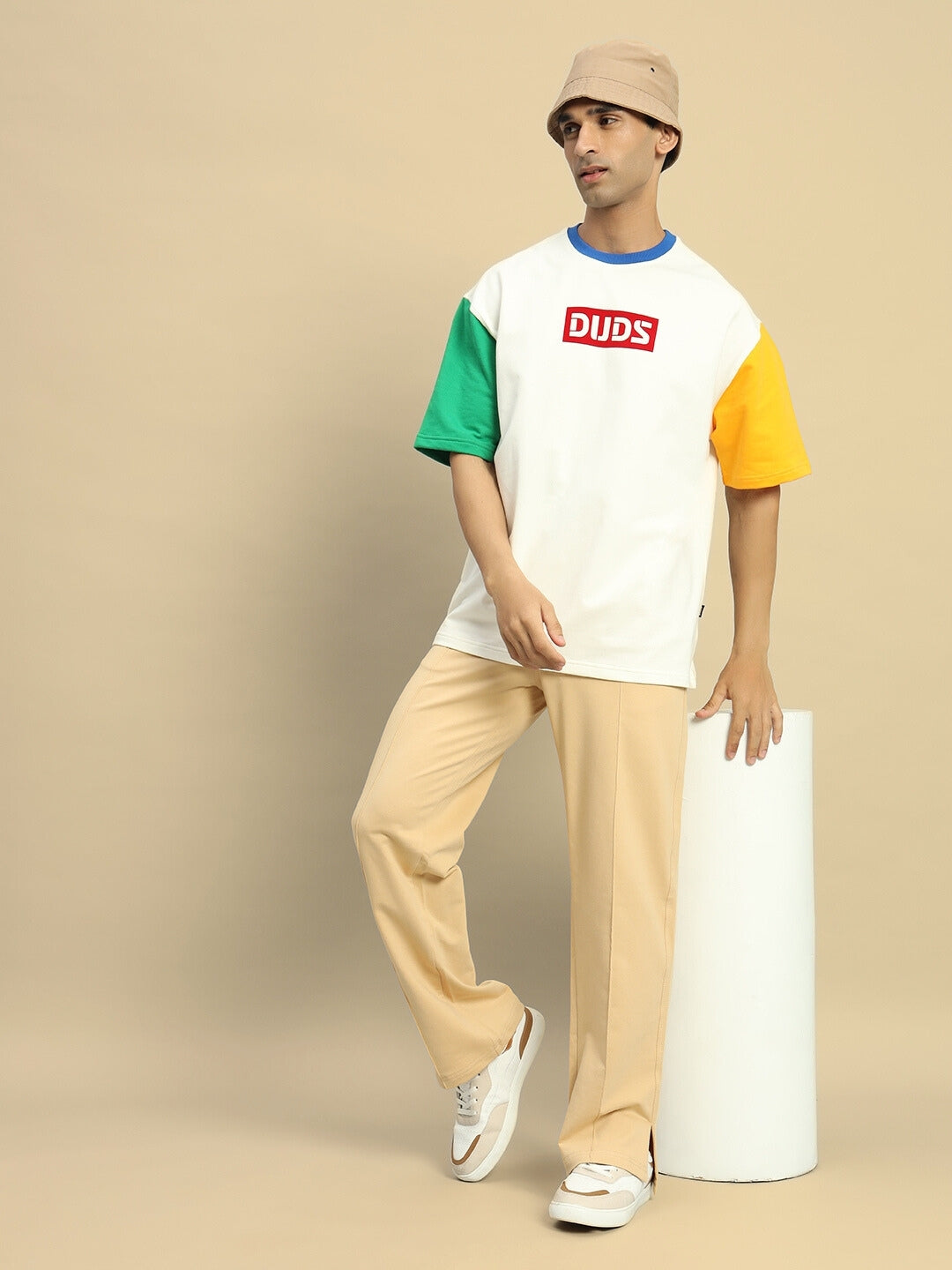 Chroma Color Blocked Oversized T-Shirt (Off White)