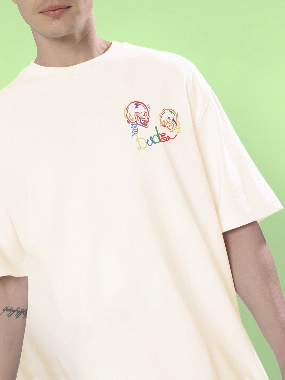 Skull & Roll Oversized T-Shirt (Off-White)