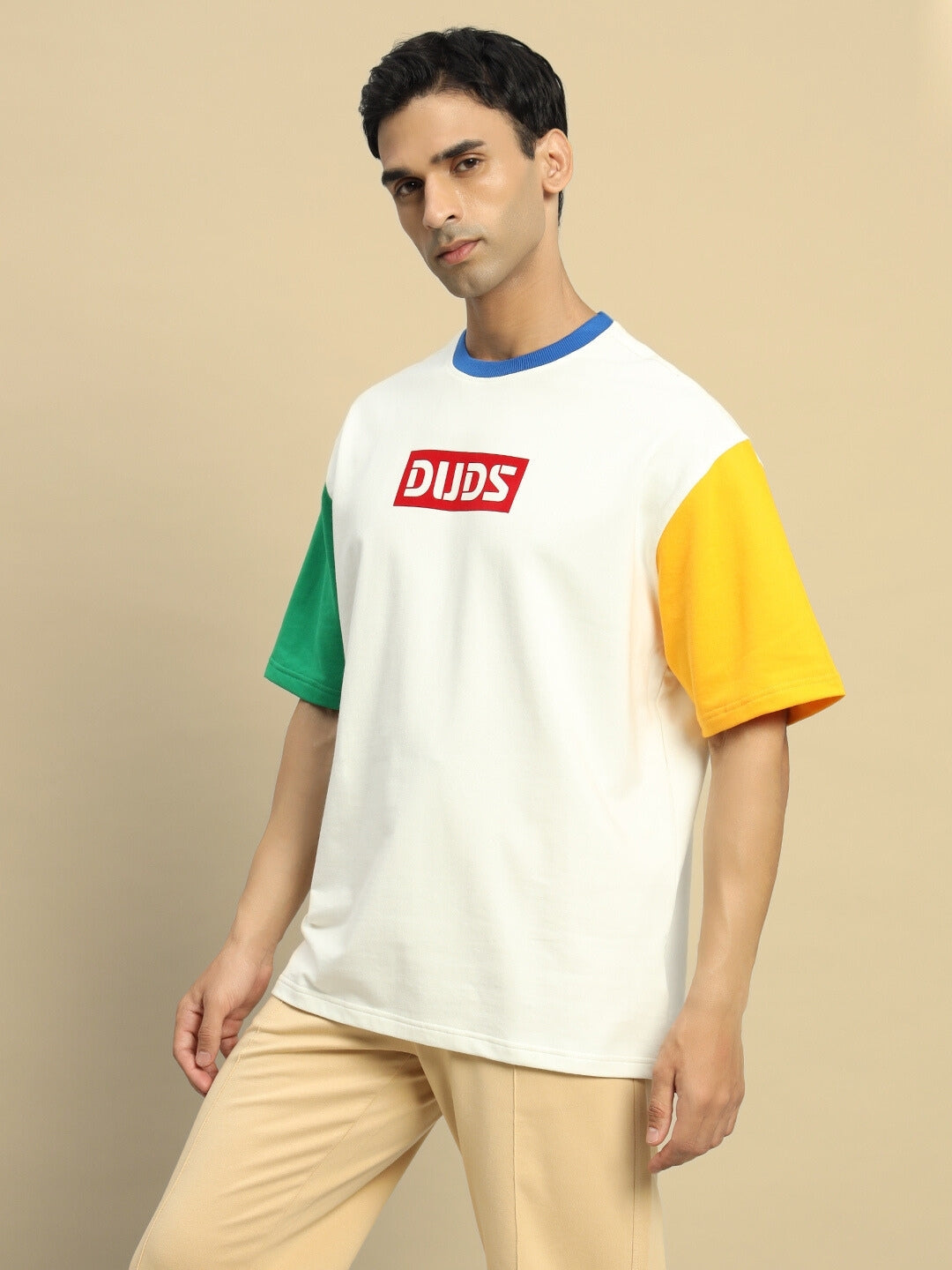 Chroma Color Blocked Oversized T-Shirt (Off White)