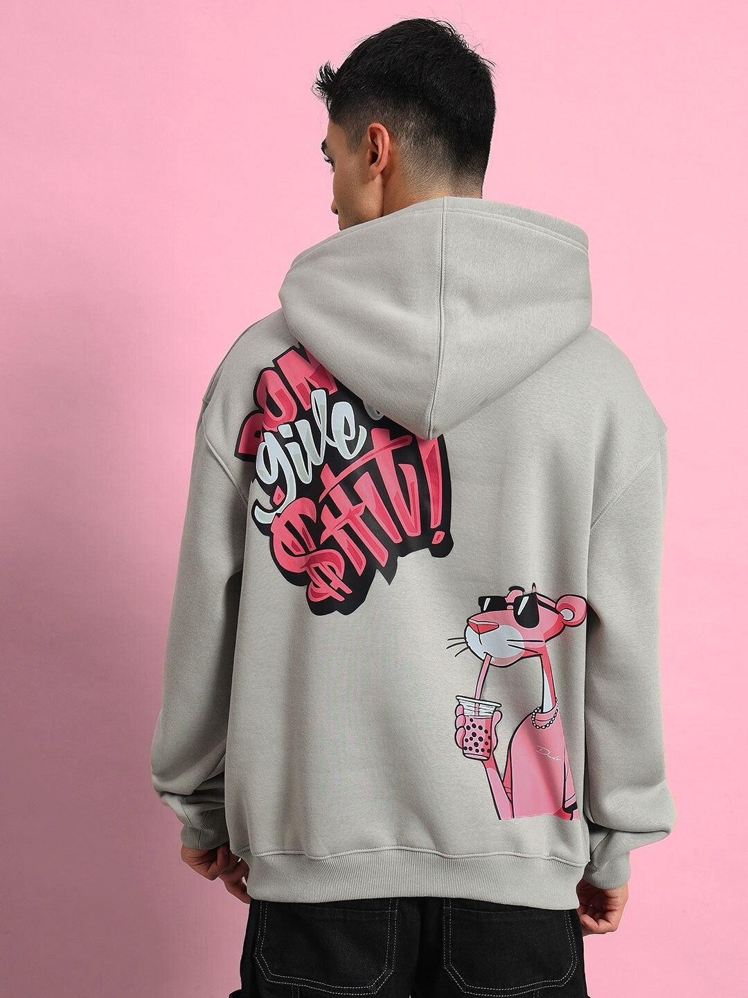 Pink Panther Oversized Hoodie (Grey)