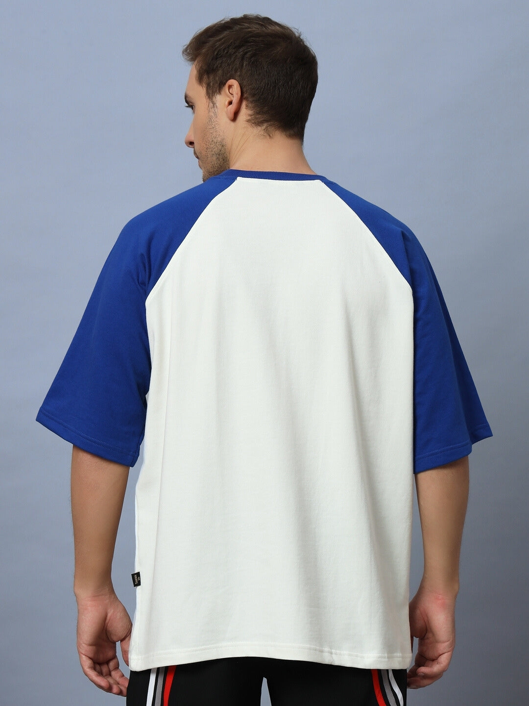 Motor Sport Raglan Oversized T-Shirt (Off White-Blue)