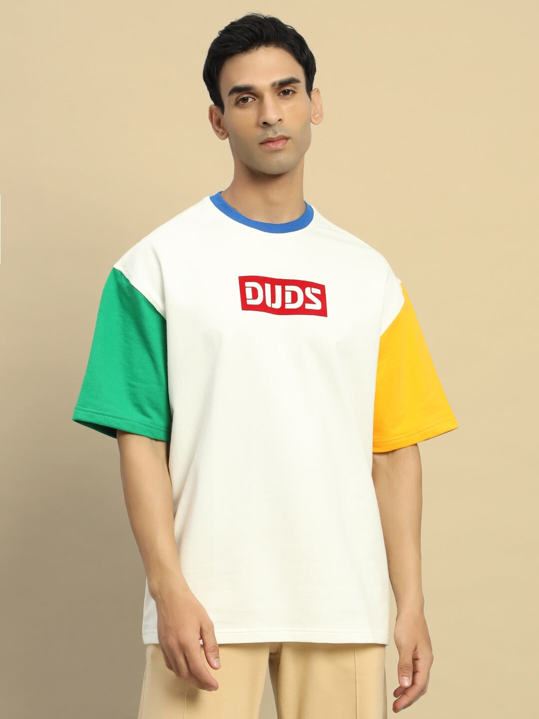 Chroma Color Blocked Oversized T-Shirt (Off White)