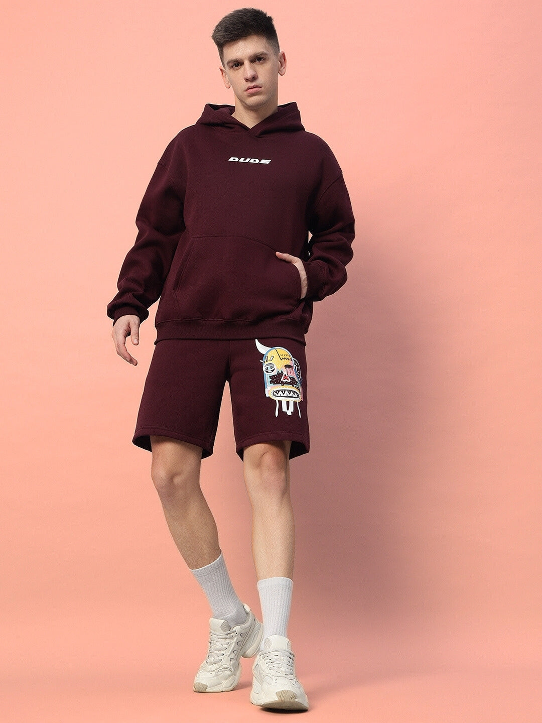 JUMBLED FLEECE CO-ORD (WINE)