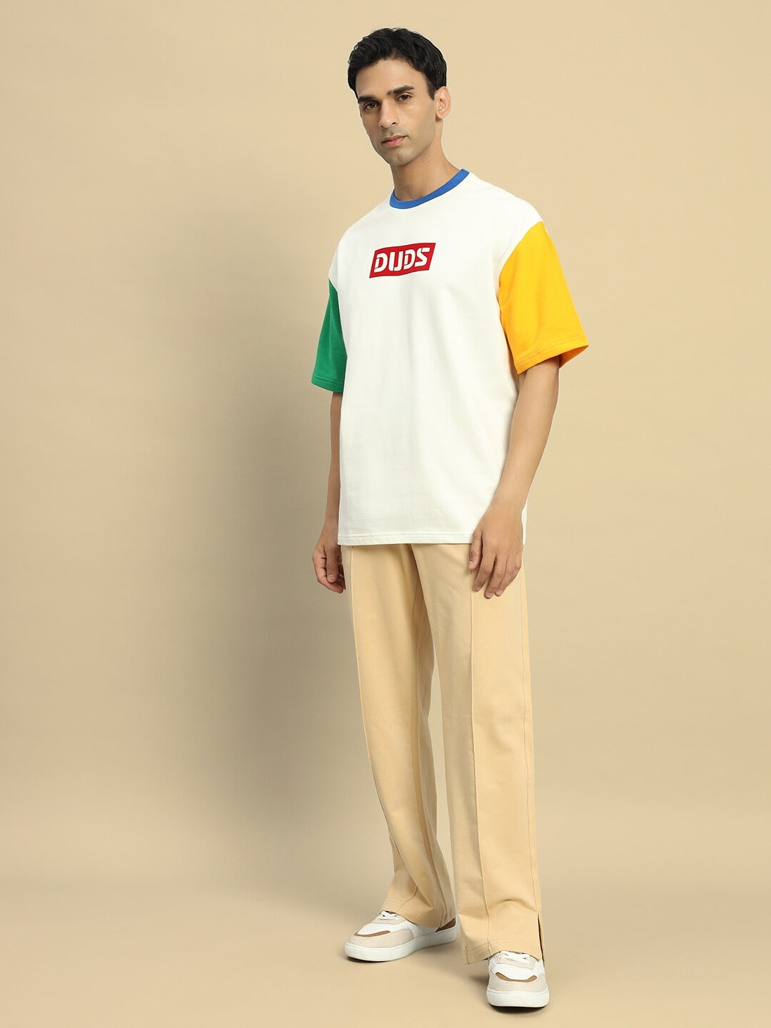 Chroma Color Blocked Oversized T-Shirt (Off White)