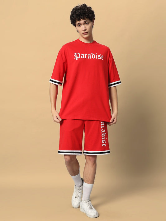 paradise colorblock co ord set red