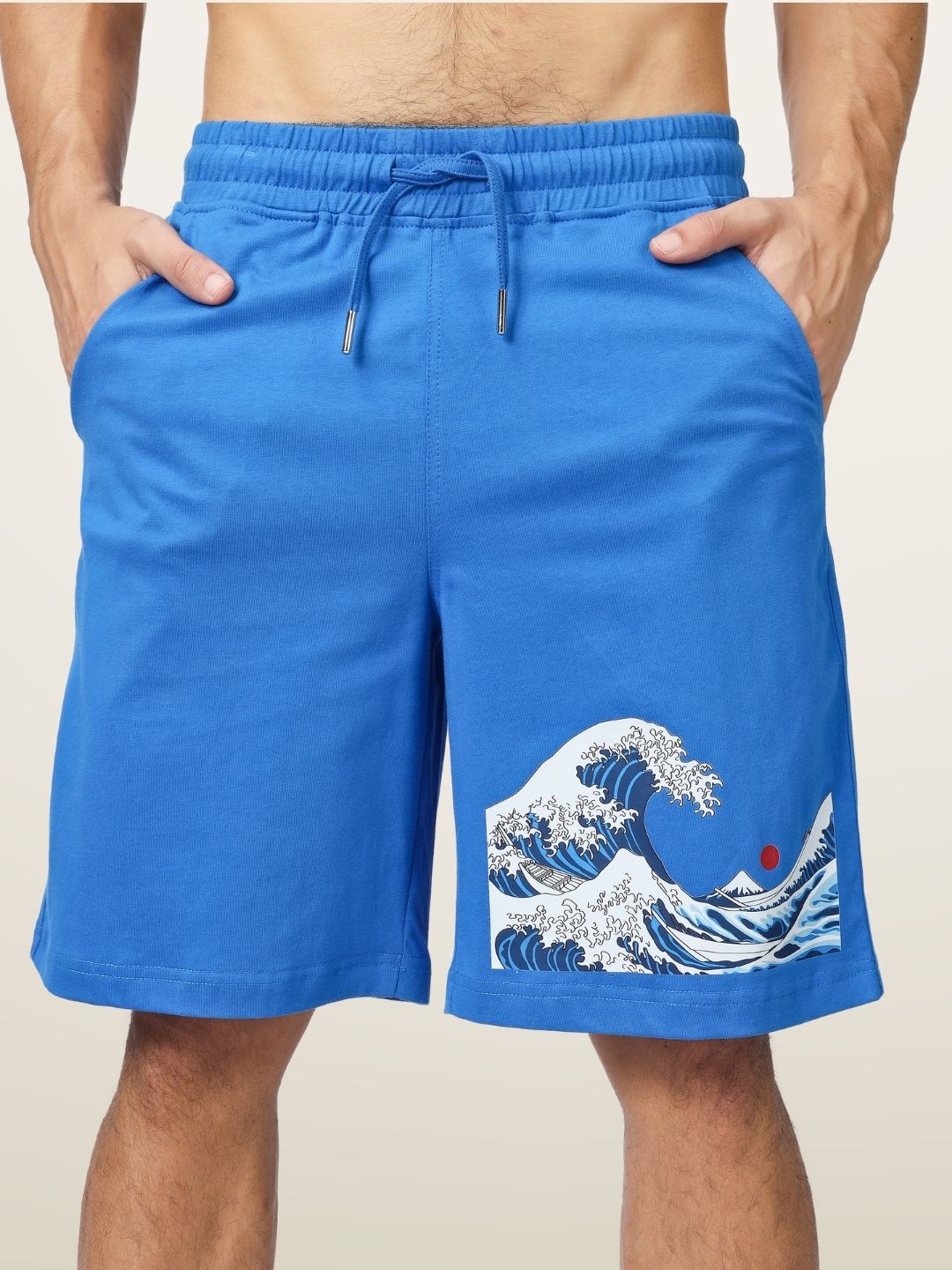 The Great Wave Regular Fit Shorts (Blue) - Wearduds