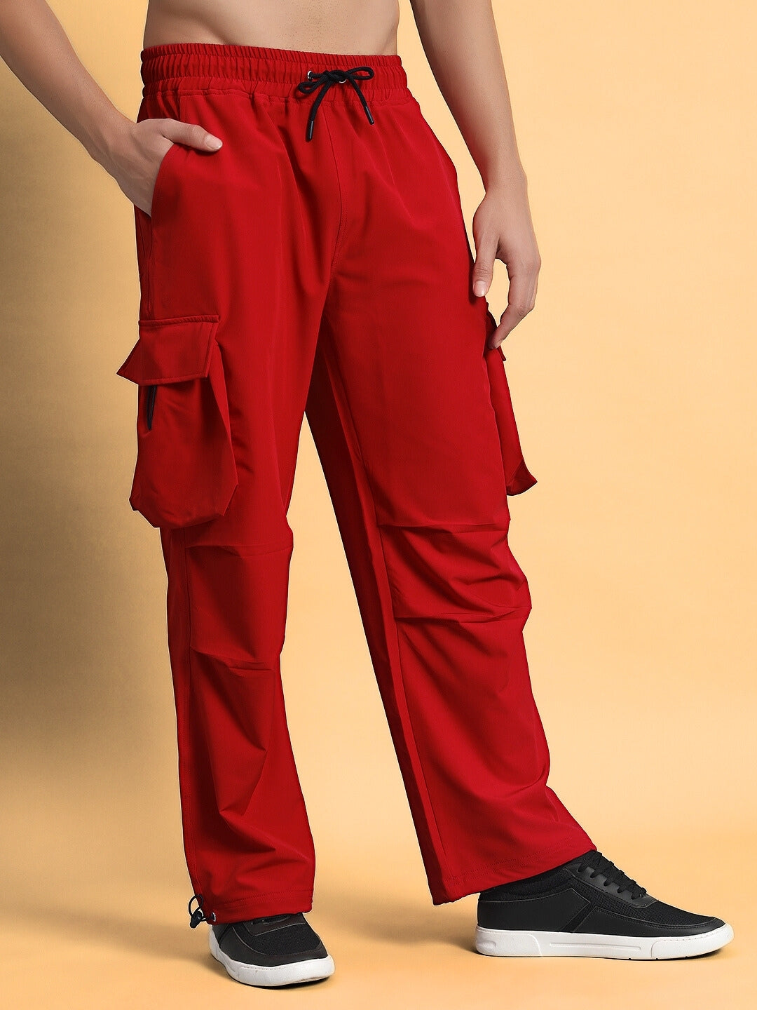 Mabel Relaxed Fit Cargo Pants (Red)